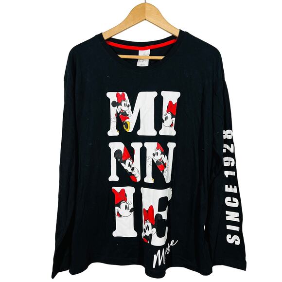 NEW! Disney Minnie Mouse Since 1928 Long Sleeve Pullover Tee Top Shirt Black- XL - Picture 1 of 6